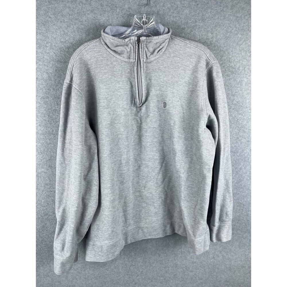 IZOD Saltwater Relaxed Men's LS Quarter Zip Pullover Gray High Neck Size XL